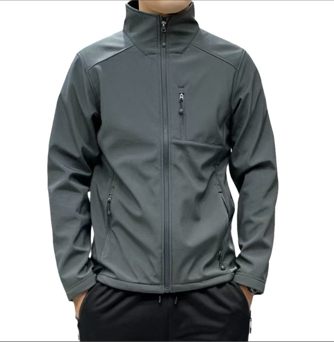Charcoal grey softshell jacket front thumbnail
